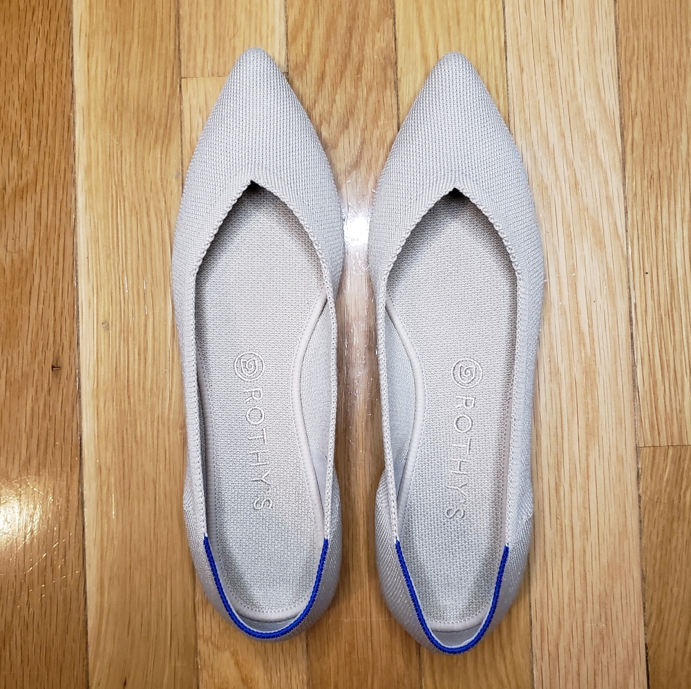 Rothy's Ecru Points - Size 10 - EUC (washable, sustainable, flats, beige)